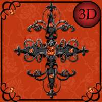 Orange Gothic Cross 3D Next Launcher theme