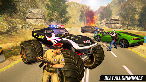US Police Monster Truck Gangster Car Chase Games स्क्रीनशॉट 4