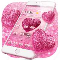 Pink Glitter Love Heart Theme