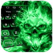 Green flame skull keyboard theme