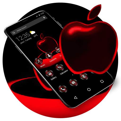 Red Neon Apple Dark APUS Launcher Theme