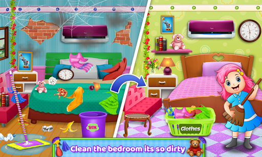 Doll house cleaning clearance game