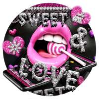 Glitter Pink Lips Sweet Love Theme on 9Apps