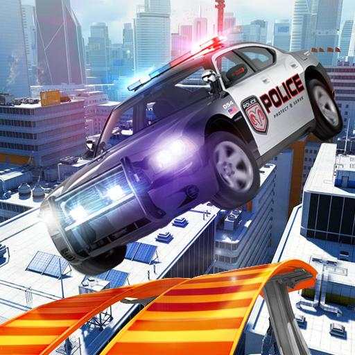 Police car roof stunts 2020: Mega ramp car racing