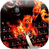 Flaming Skull Keyboard Theme - Fire Skull Horror