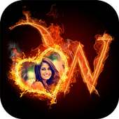 Fire Text Photo Frame on 9Apps