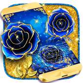 Gold Blue Rose Beautiful Keyboard Theme