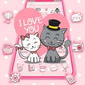 Pink Cute Kitty Couple Theme
