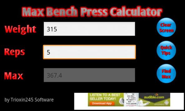 Max deals bench calculator