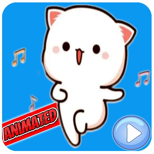 Mochi Peach Cat Animated Sticker WAStickerApps