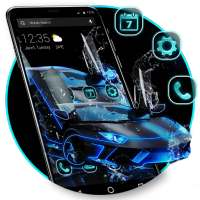 Blue Neon Sports Car APUS Launcher Theme on 9Apps