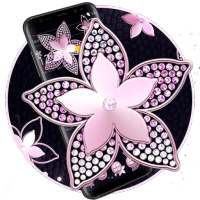 Pink Flower Diamond Black Theme on 9Apps