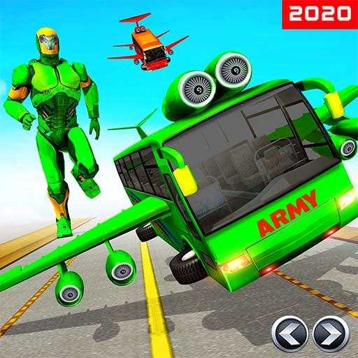 Flying Bus Army Robot Hero : Robot Games