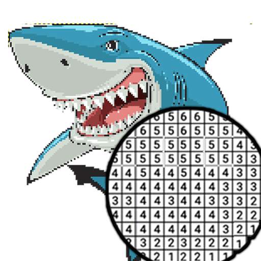 Shark Coloring By Number Pixel Art