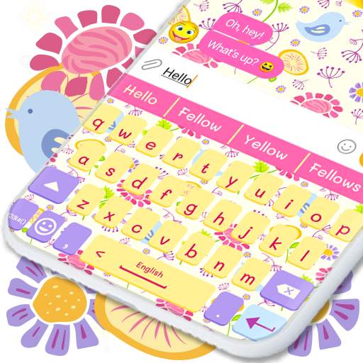Doodle Flowers Keyboard 🌼 Pink Spring Theme