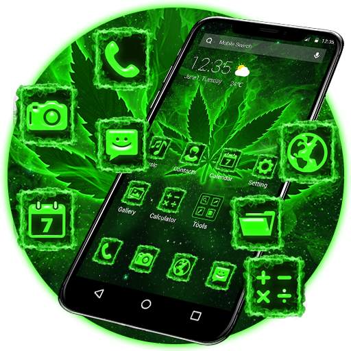 Neon Green Weed APUS Launcher Theme