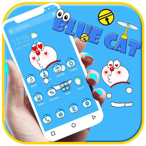 Kawaii Blue Cat  APUS Launcher Theme