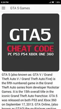 Download do APK de Cheats para GTA 5 (PS3) para Android