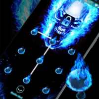 Blue Fire Skull - App Lock Master Theme