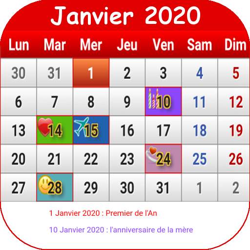 Français Calendrier 2019