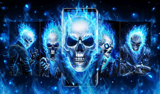 Flame skull Live Theme for Android Fire Skeleton HD phone wallpaper   Pxfuel