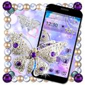 Purple & Glossy Gray Diamond Butterfly Theme