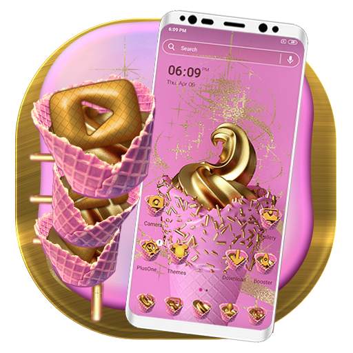 Golden Pink Ice Cream Launcher Theme