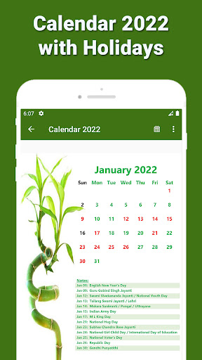 Calendar 2022 with Holidays screenshot 2