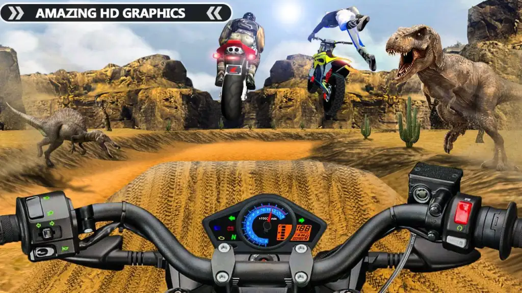 Offroad Dino Escape Heavy Bike Racing Game - Android Gameplay