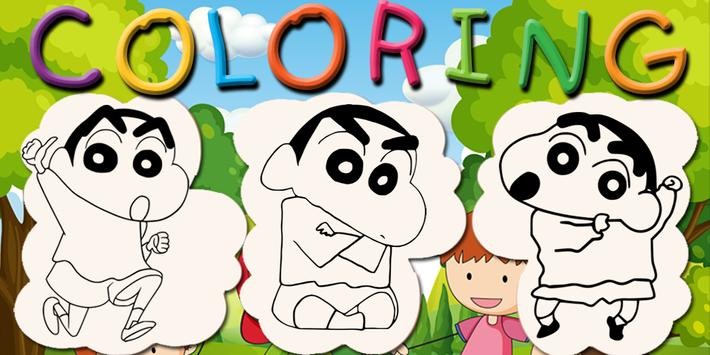Shin chan on birthday coloring page for kids