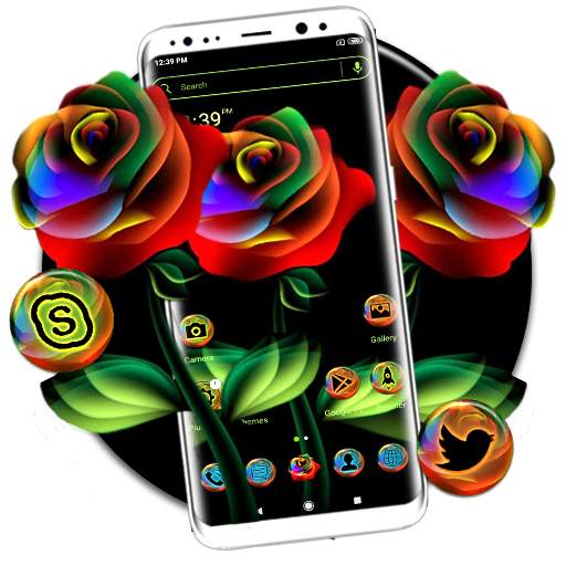 Neon Rose Launcher Theme