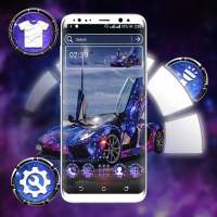 Blue Glitter Car Launcher Theme