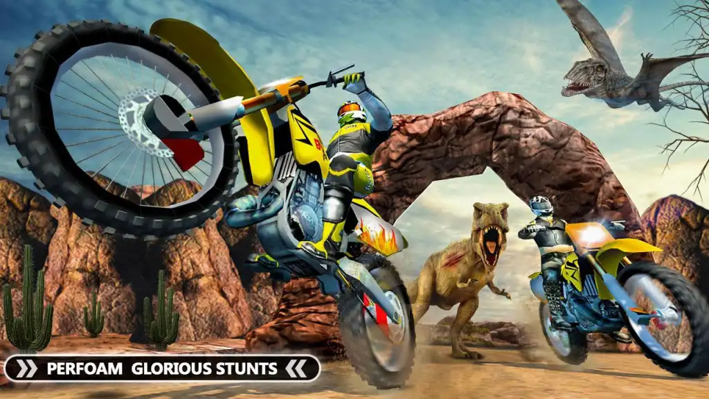 Offroad Dino Escape Heavy Bike Racing Game - Android Gameplay