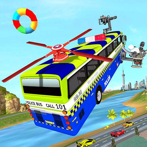 Flying police bus drive