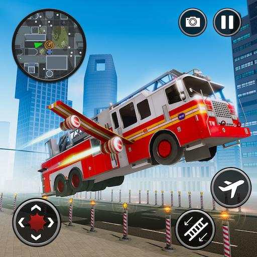Flying Fire Truck Simulator-City Rescue Games 2020
