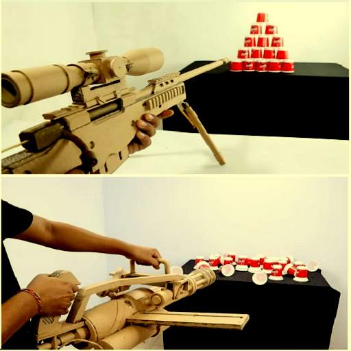 Weapons made of cardboard. Origami weapons.