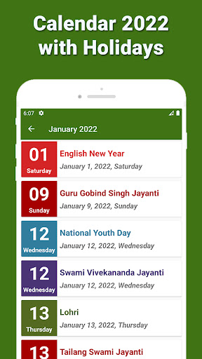 Calendar 2022 with Holidays screenshot 3