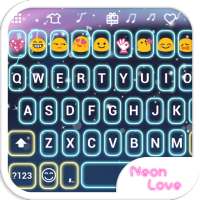 Neon Love Emoji Keyboard Theme on 9Apps