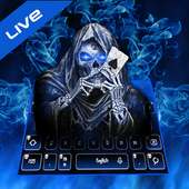 Live Blue Flaming Skull Keyboard Theme