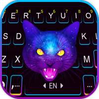 Galaxy Neon Cat Klavye Arkaplanı