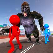 Angry Gorilla vs Stickman City Battle