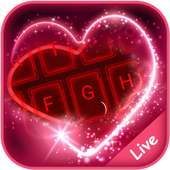 Live Neon Red Heart Keyboard Theme
