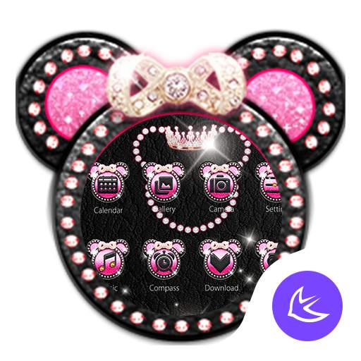 Pink Mickey Diamond Bowknot – APUS launcher theme