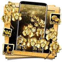 Luxury Gold Flower Launcher Theme