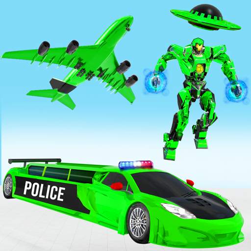 Flying Limo Police Helicopter Car Robot Games