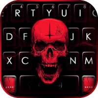 Red Neon Skull Keyboard Background