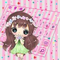 Pink Kawaii Floral Girl Keyboard Theme