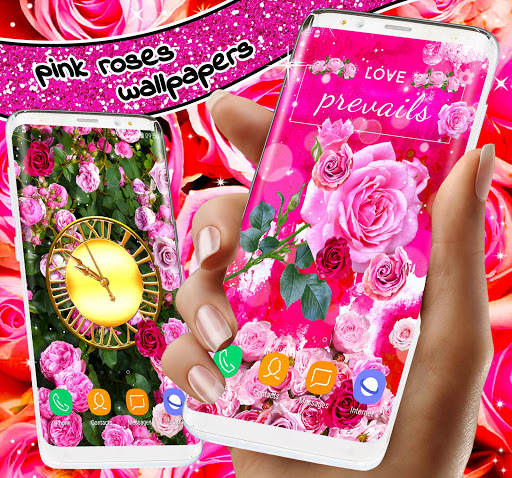 Spring Rose Live Wallpaper 🌹 Pastel Pink Themes screenshot 6