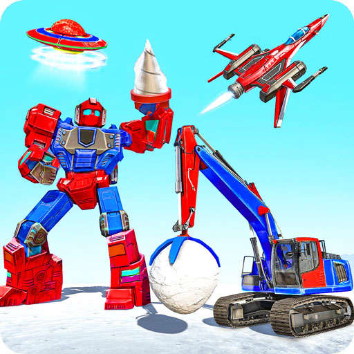 Snow Excavator Robot Car Game-Robot Transform Game