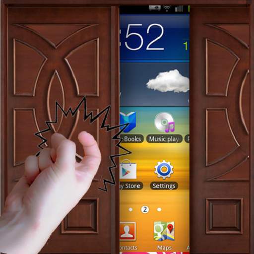 Wooden Knock Door Lock Screen